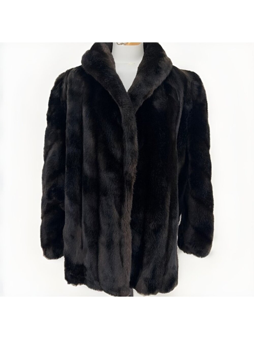 VTG Dubrowsky Perlbinder Tissavel Faux Mink Fur Coat Size L Mob Wives Union Made